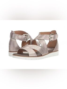 Sofft Women's Mirabelle Leather Sandals Anthracite Metallic-Size 10 Comfort Chic